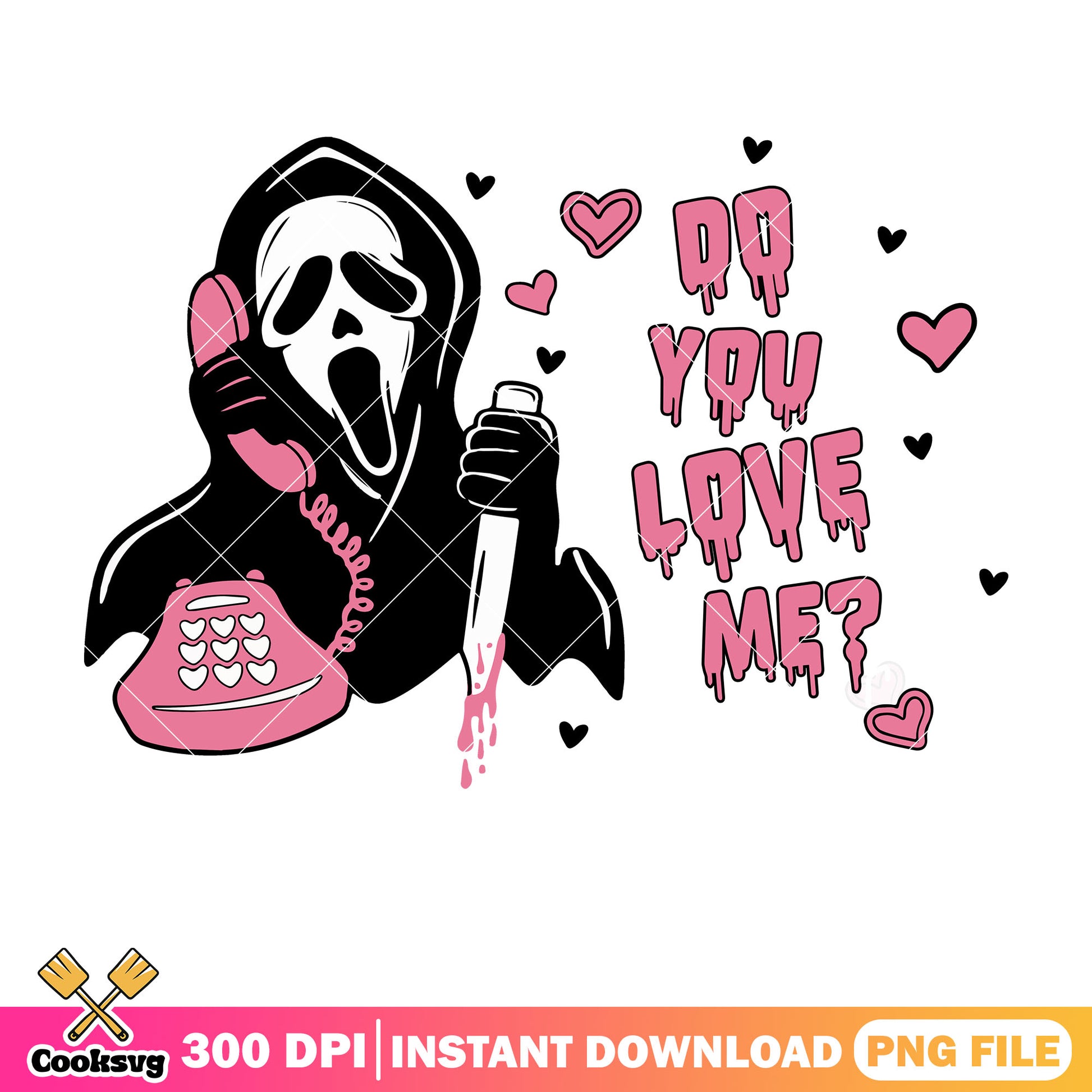 Ghost call do you love me valentine png, ghost valentine png