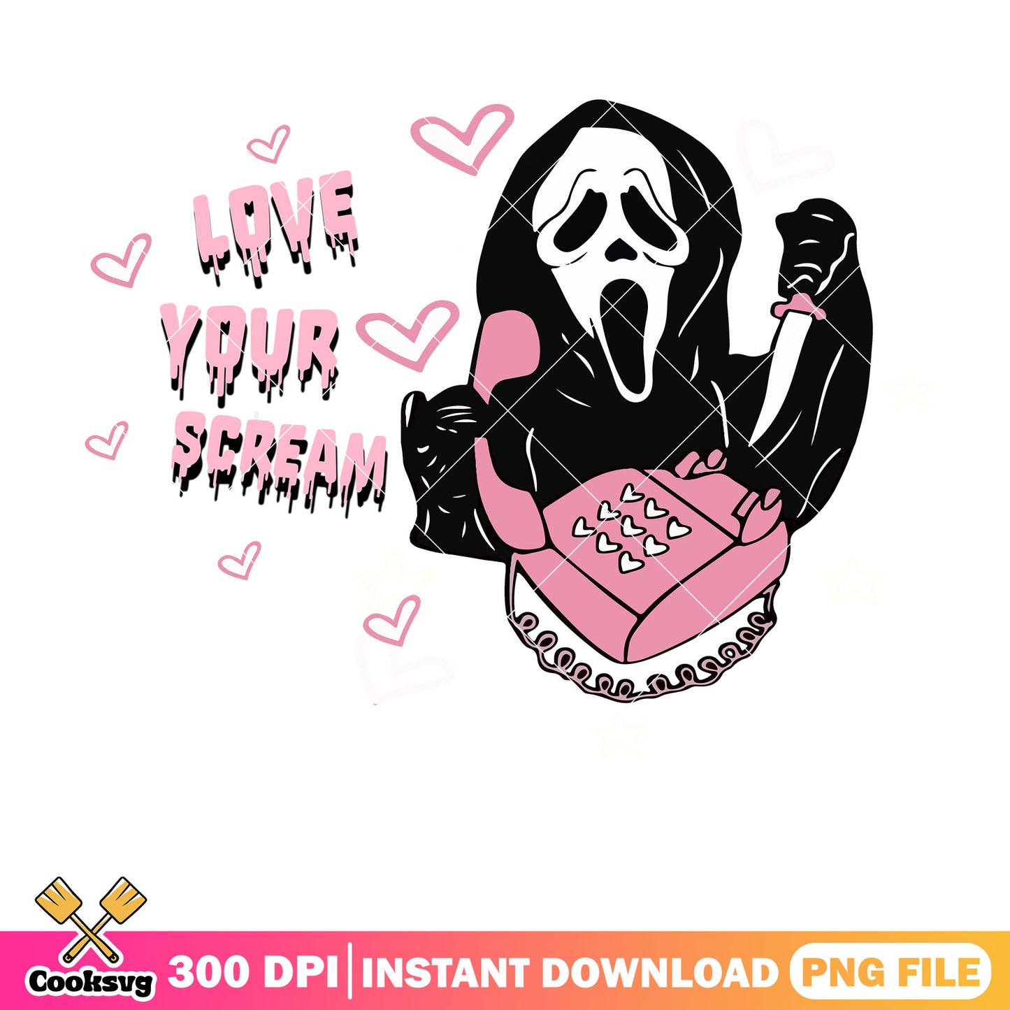 Ghost call love your scream valentine png, ghost valentine png