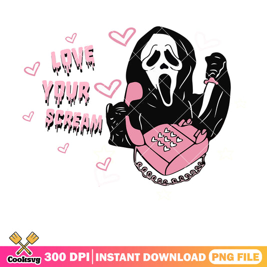 Ghost call love your scream valentine png, ghost valentine png