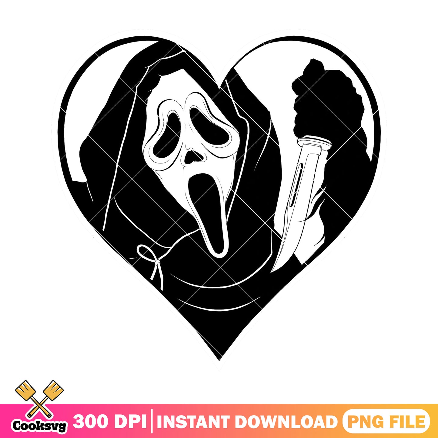 Ghostface call me heart shape design png, best scary horrors png