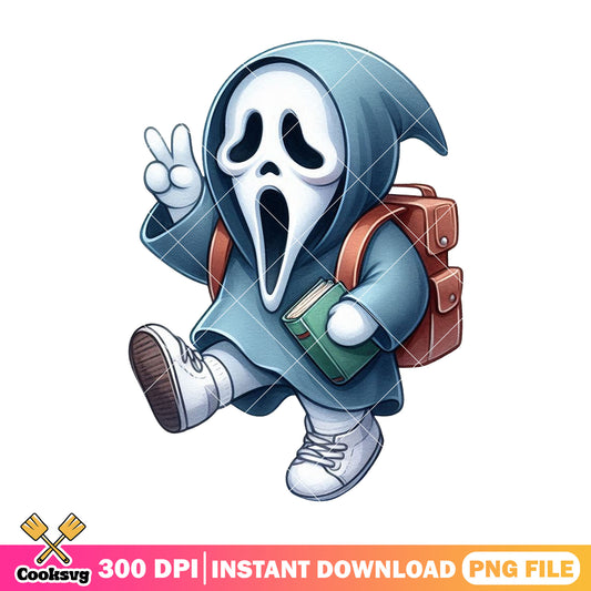 Ghostface chibi design png, happy back to school png, ghostface cute png