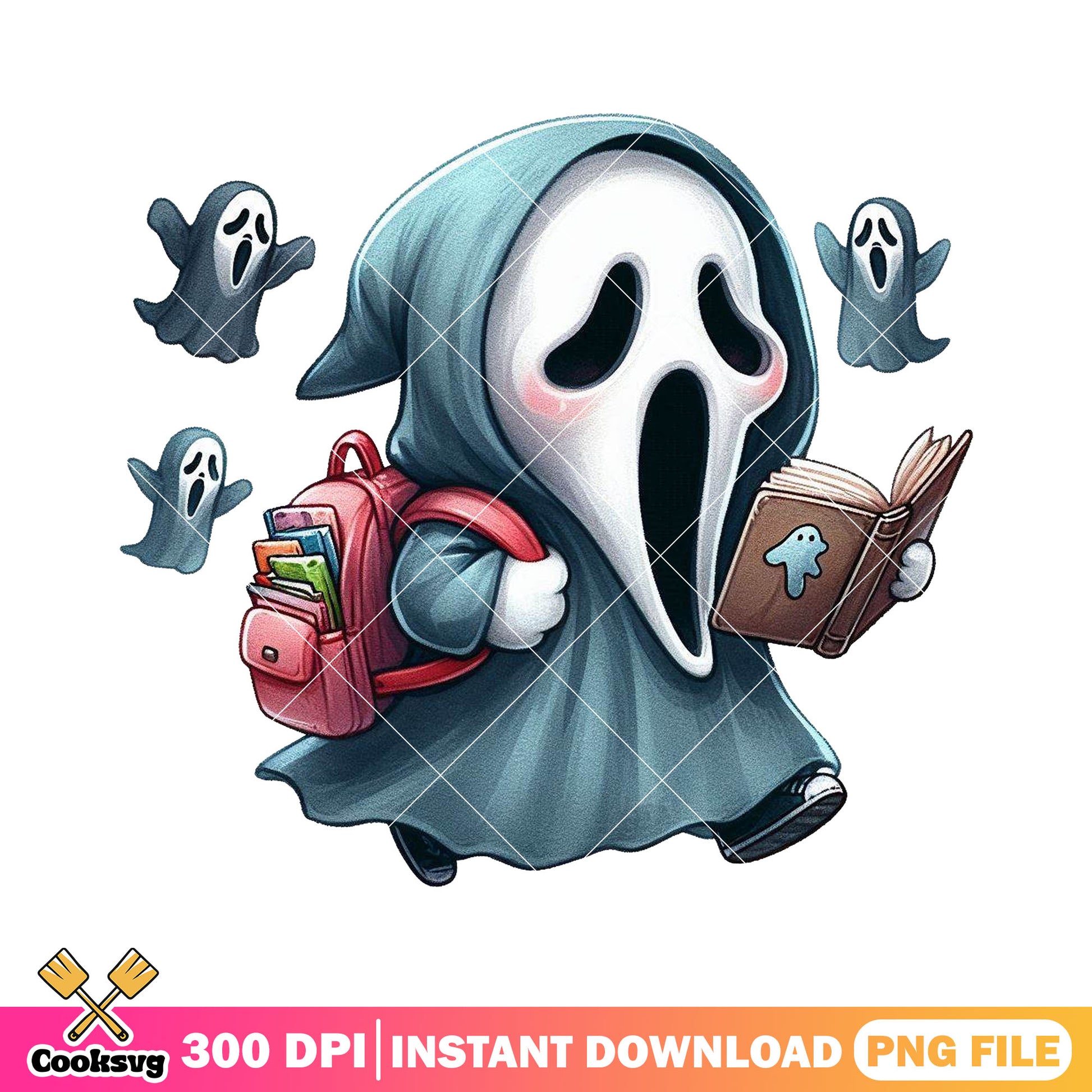 Ghostface chibi reading png, go back to school png, ghostface png