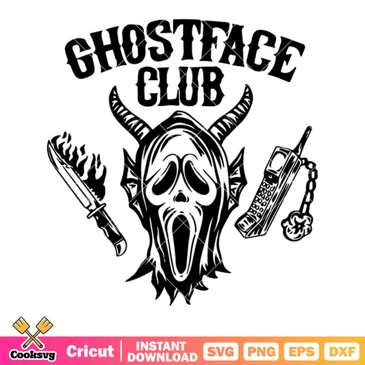 Ghostface club mermaid svg, fire knife svg, telephone svg