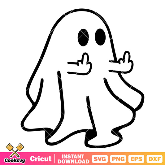 Ghost halloween middle finger svg, funny ghost svg, cute ghost svg