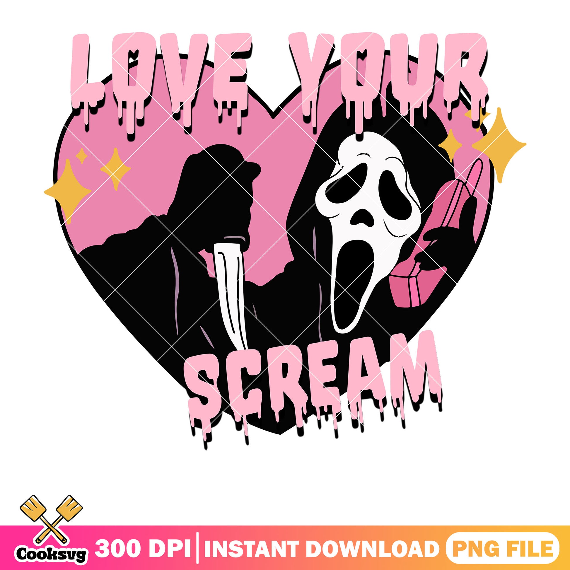 Ghost heart love your scream valentine png, ghost valentine png