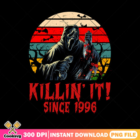 Ghost killin it since 1996 png, halloween movie png, horror png