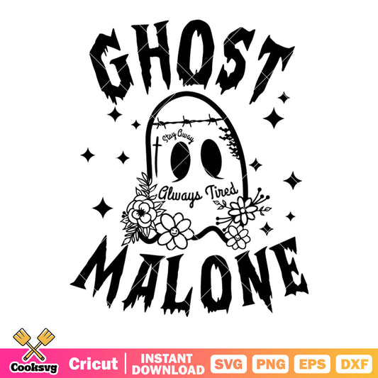 Ghost malone alway tired svg, flower garland​ svg, starry night svg