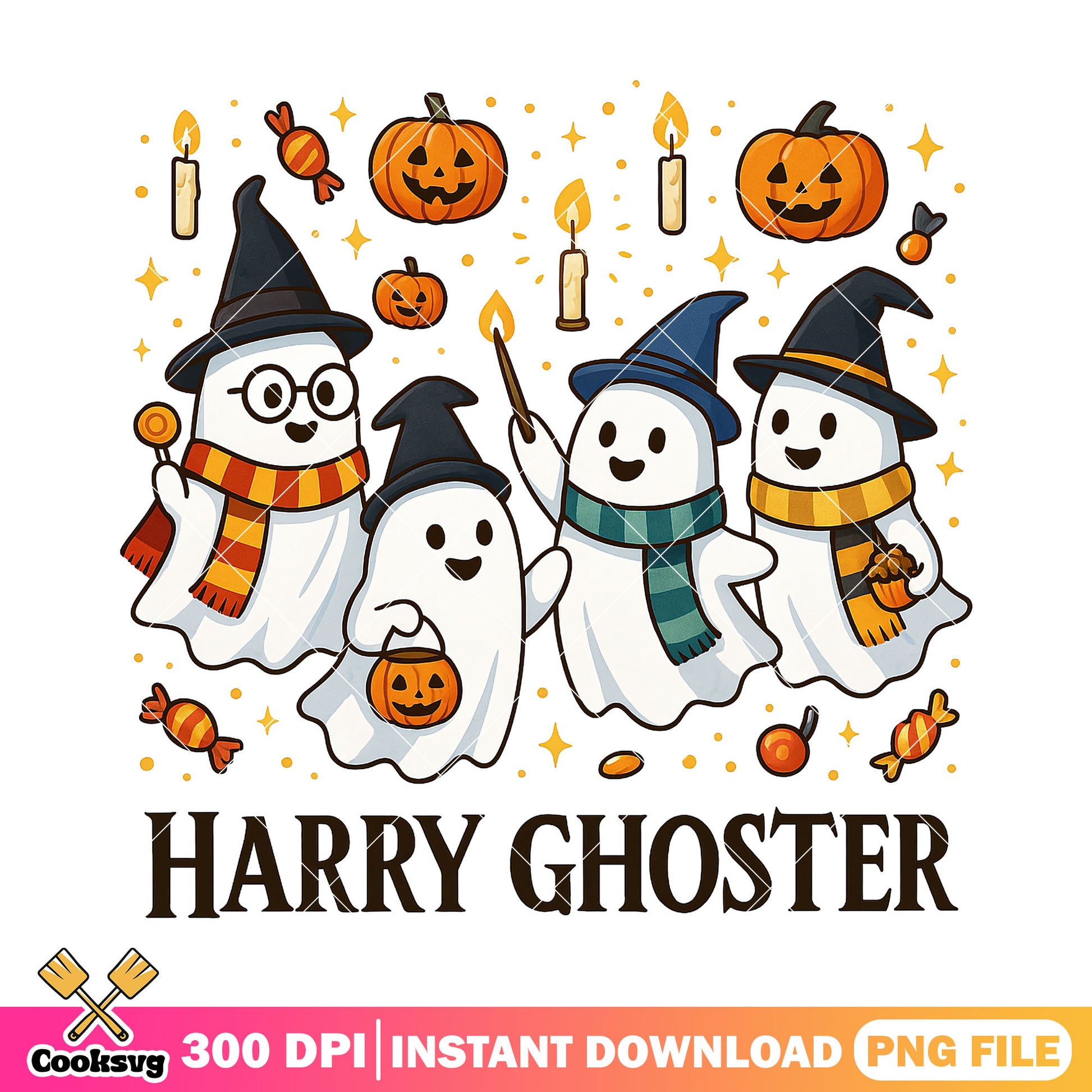 Ghost pumpkin witch png, halloween costume png, harry ghosters png