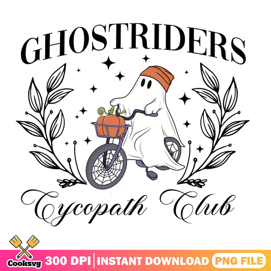 Ghostriders Cycopath Club PNG, Halloween Ghost PNG, Spooky PNG