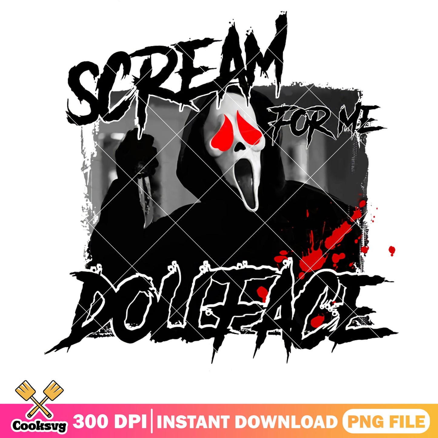 Ghost scream for me dollface png, ghost valentine png, horror valentine png