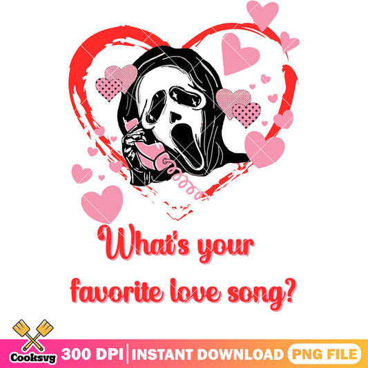 Ghost what your favorite song png, cute ghost png, ghost valentine png