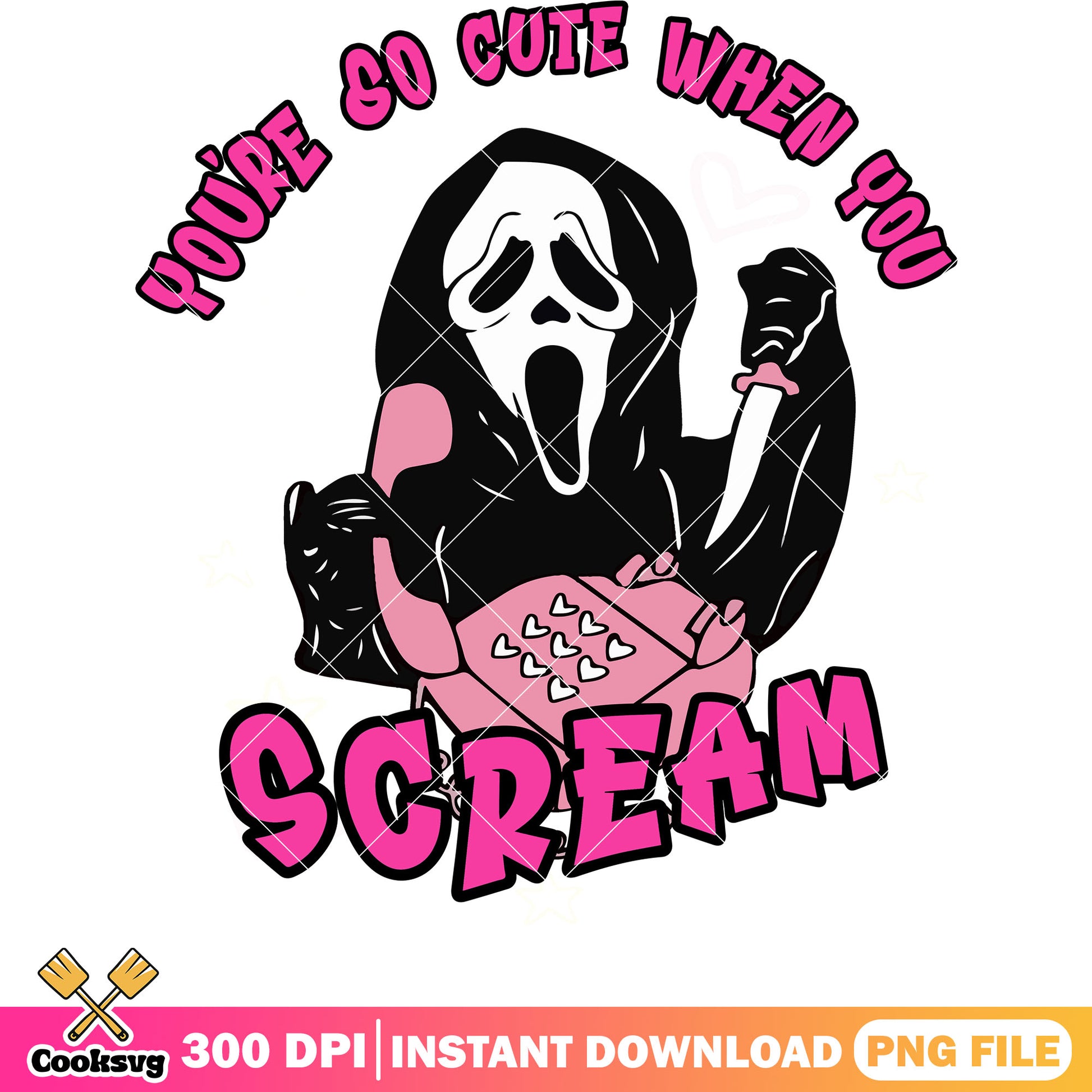 Ghost youre so cute when you scream png, ghost valentine png