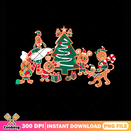 Gingerbread Cookies And Christmas tree png, mickey and friends png