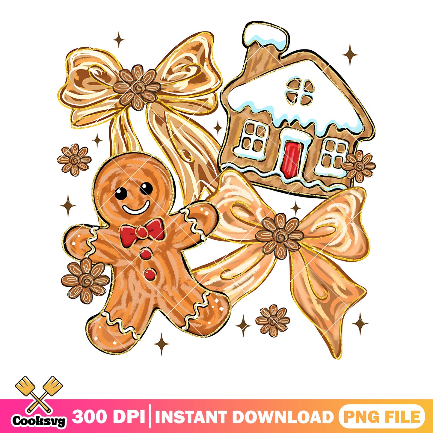 Gingerbread man png, merry christmas png, gingerbread house​​ png