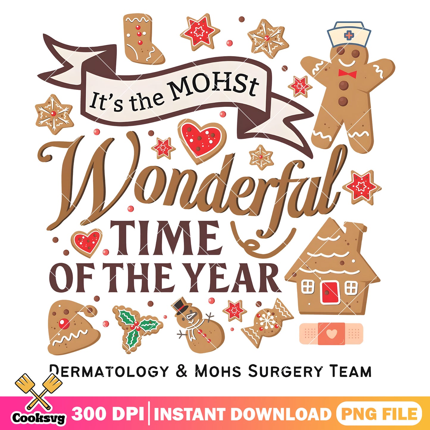 Gingerbread the most wonderful time png, christmas gingerbread png