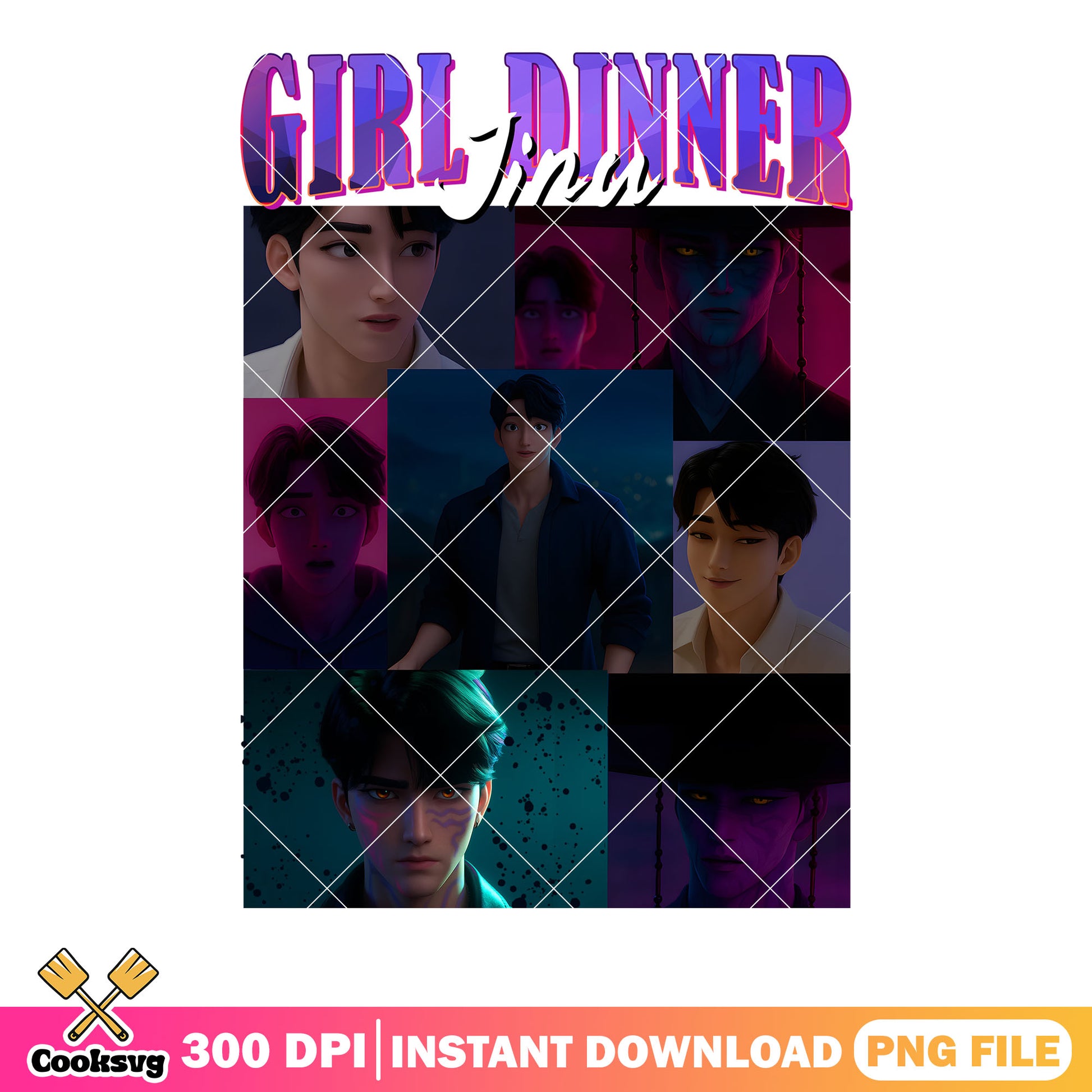 Girl dinner jinu rectangle png, jinu saja png, love saja boys png