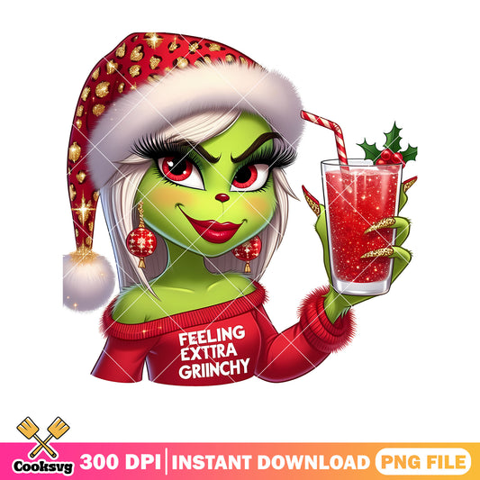 Girl grinch feelings extra red christmas png