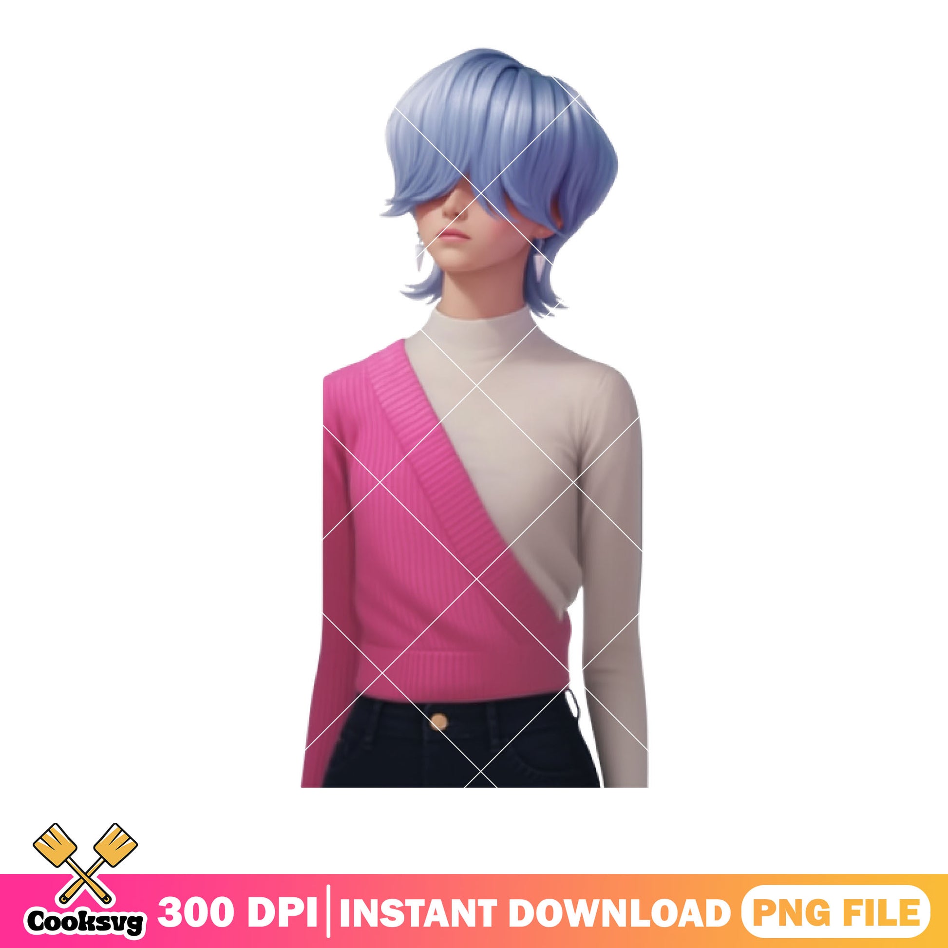 Girls 3d pose blue hair png, girls blue hair png, poster girl 3d png