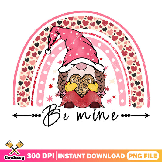 Gnome be mine rainbow valentine png, gnome valentine png