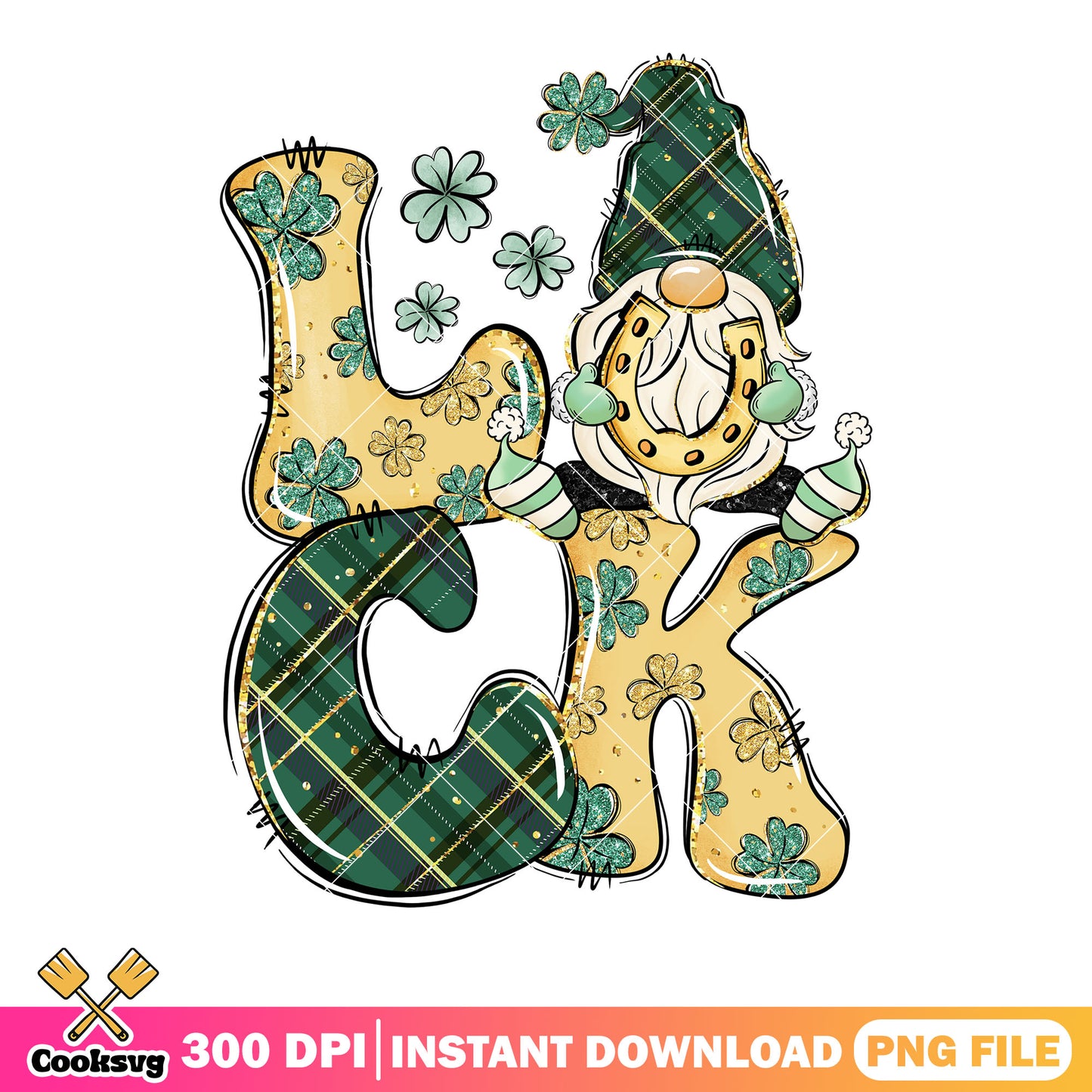 Gnome luck clover png, four leaf clover png, saint patrick day png