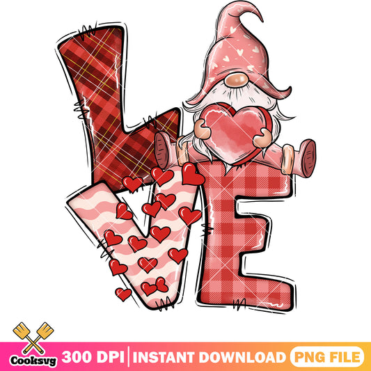 Gnome red love valentine png, gnome valentine png, love valentine png