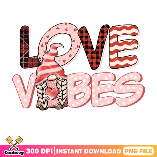 Gnomies pink love valentine vibes png, gnome valentine png