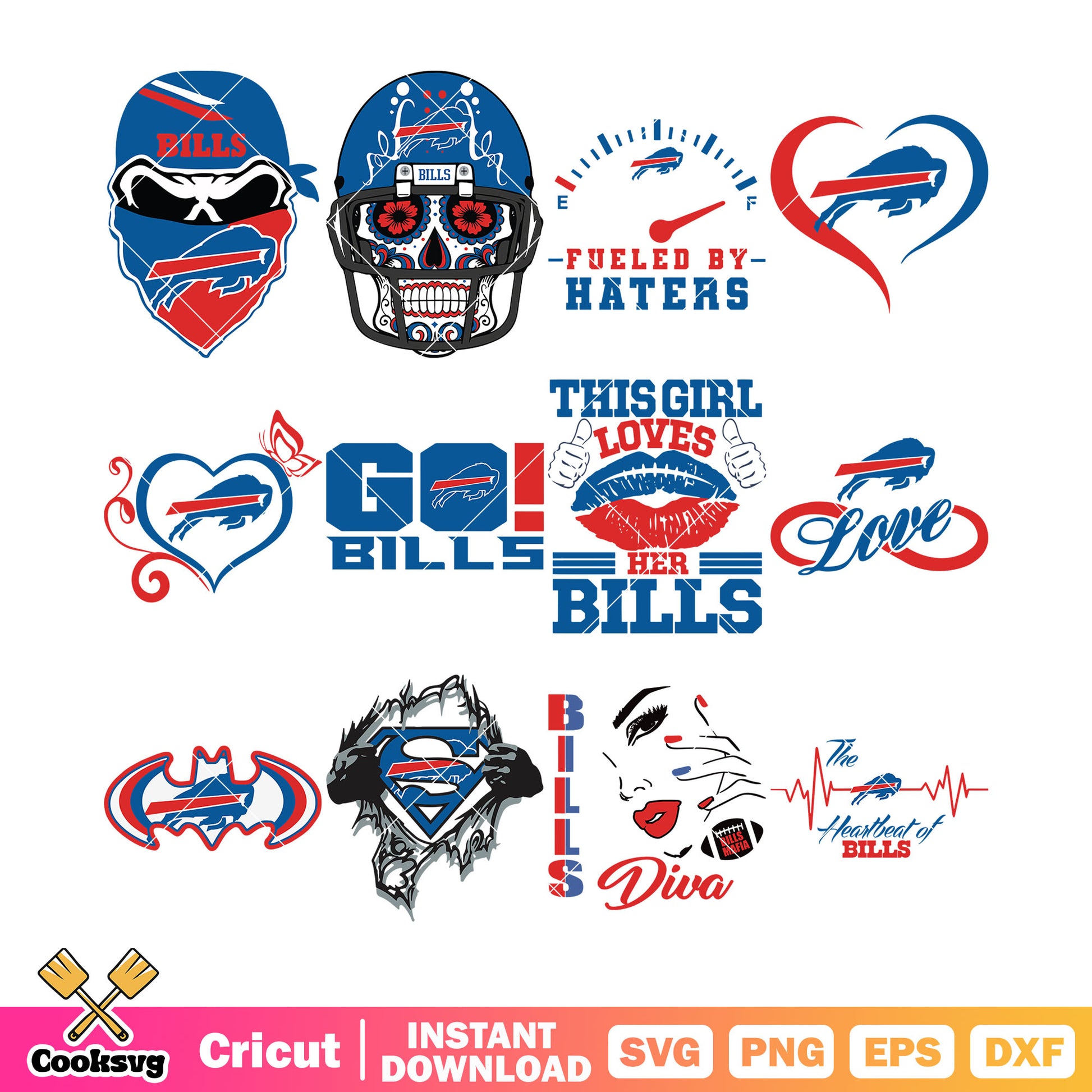 Go bills bundle svg, bills buffalow bundle svg, fueled by hate​ bundle svg