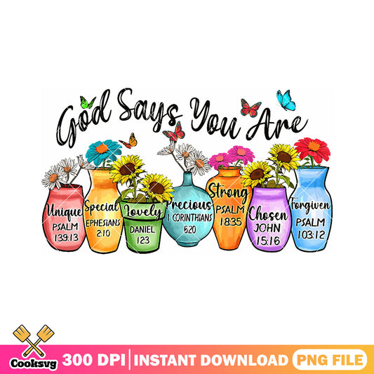 God say you are floral png, god quotes png, psalm 91​ png