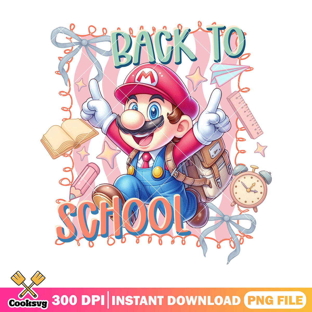 Going school with mario png, chibi mario png, go back to school png ...