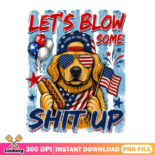 Golden Retriever 4th Of July PNG, Funny Dog Patriotic PNG, USA Flag Dog PNG