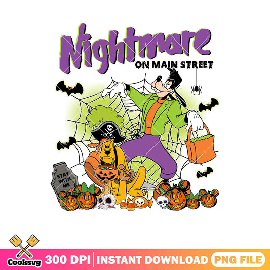 Goofy and pluto horror outfit png, disney cartoon png, halloween idea png