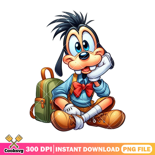 Goofy back school design png, disney art png, back to school png