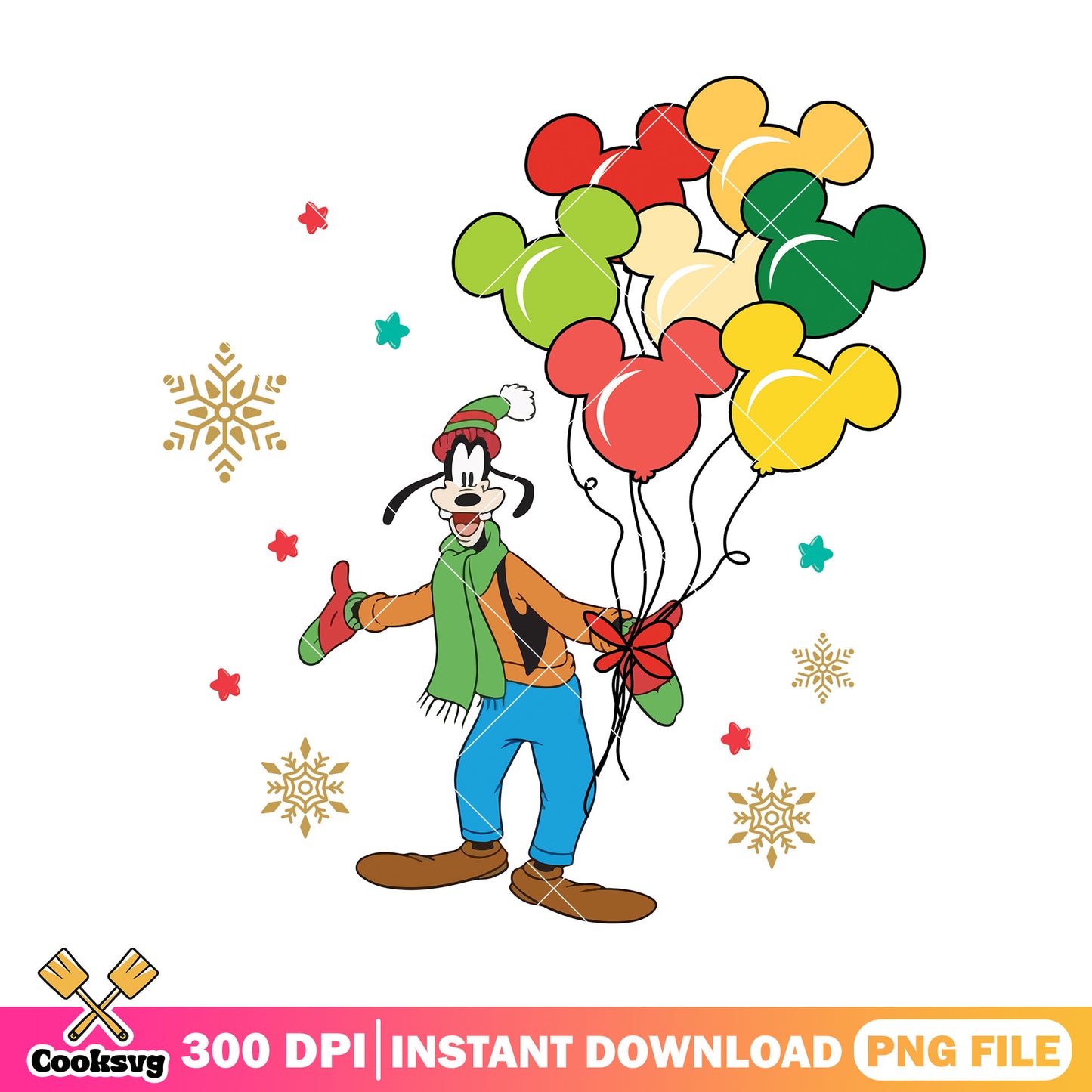Goofy christmas balloons png, christmas costume png, goofy dog png