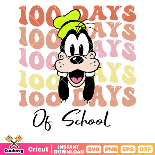Goofy disney 100 days of school svg, disney school​ svg, back to school svg
