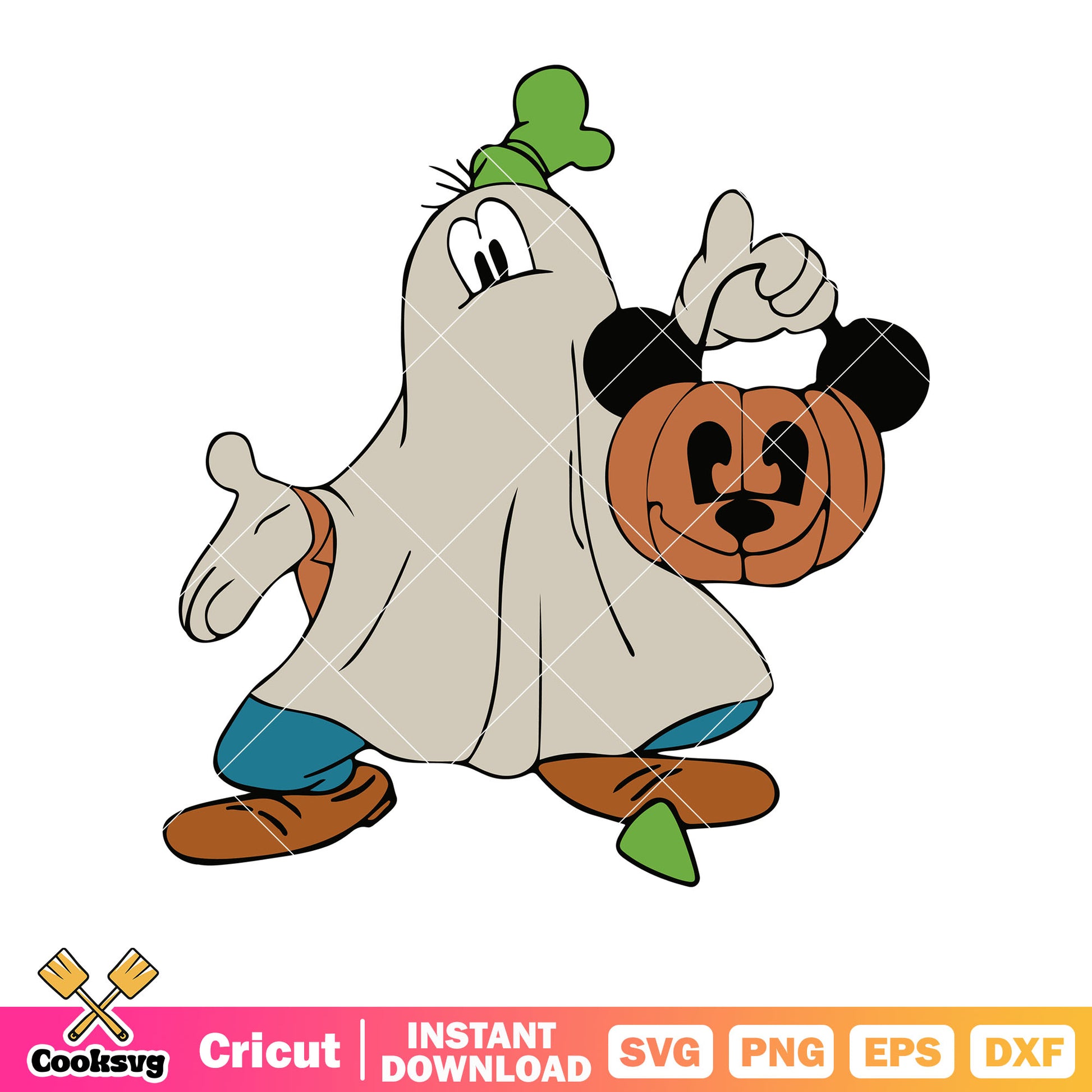 Goofy dog ghost halloween svg