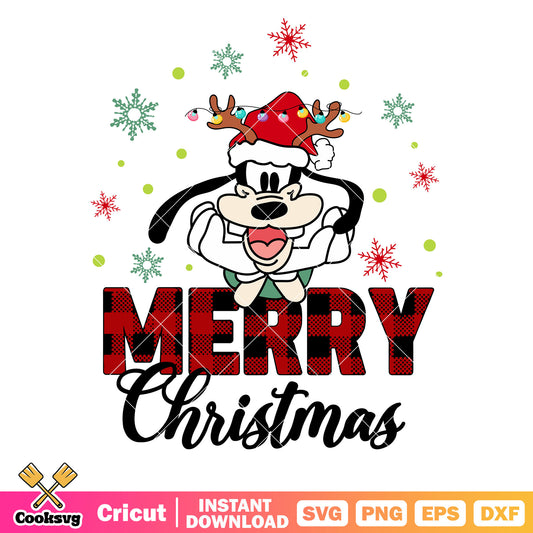 Goofy head red merry christmas svg