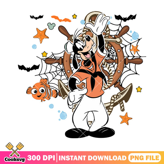 Goofy nautical spooky png, disney halloween png, goofy mickey mouse png