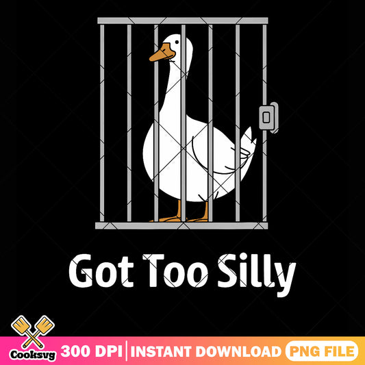 Goose Got too silly png, funny meme png, goose in jail​ png