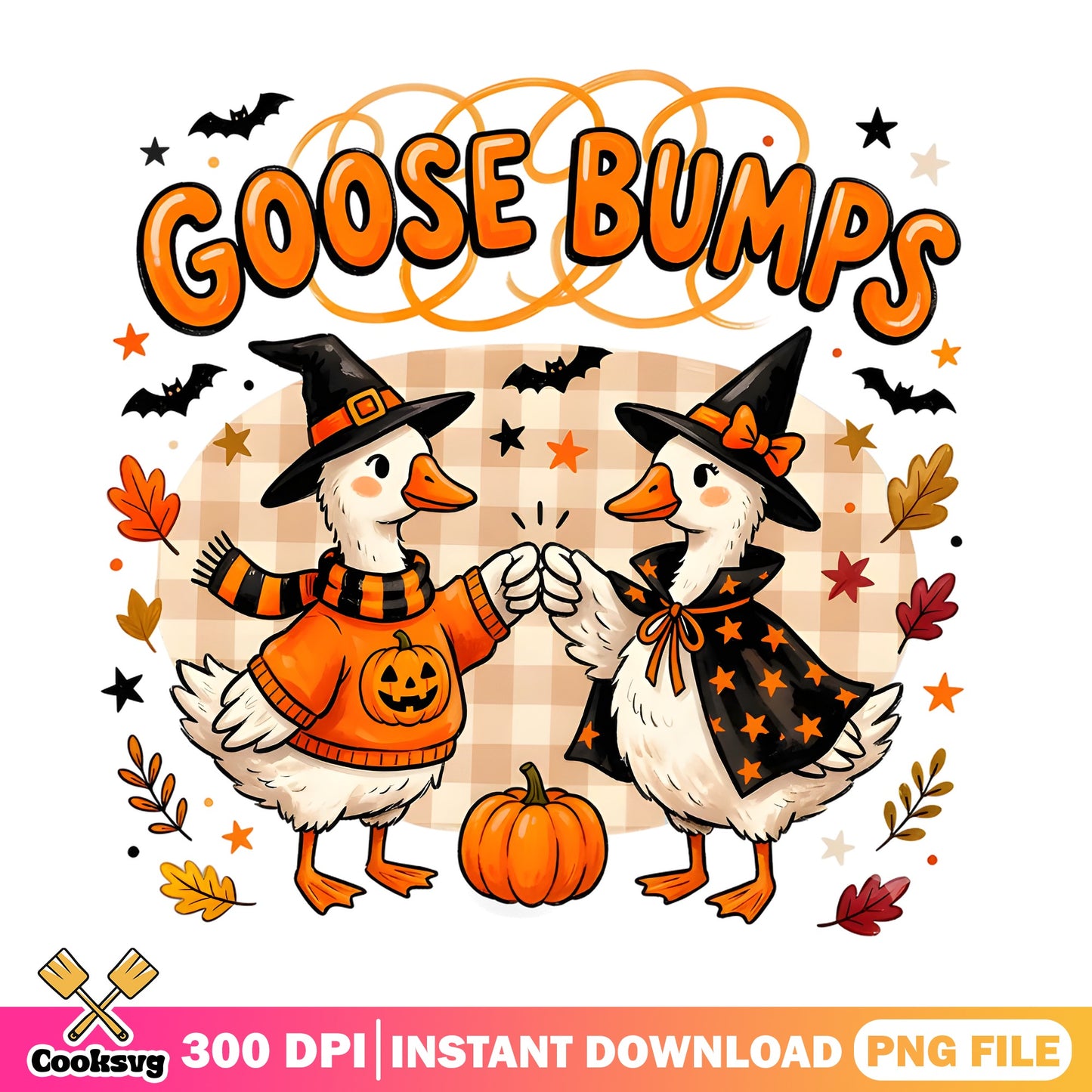 Goose Bumps Halloween PNG, Cute Duck Witch PNG, Fall PNG