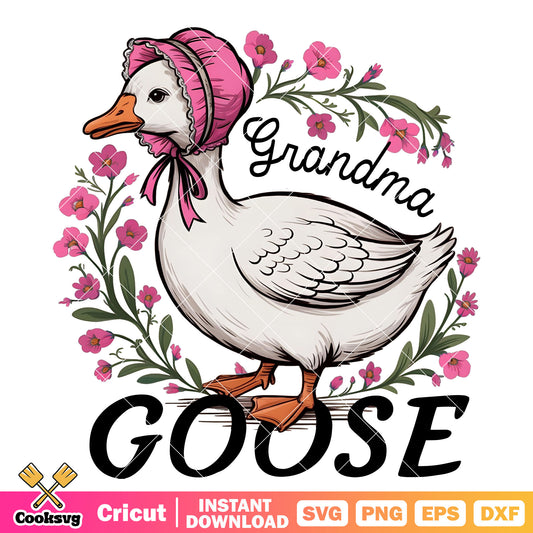 Goose grandma and flower svg, trending goose svg, goose trend​ svg