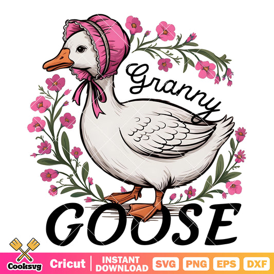 Goose granny and flower svg, trending goose svg, goose svg