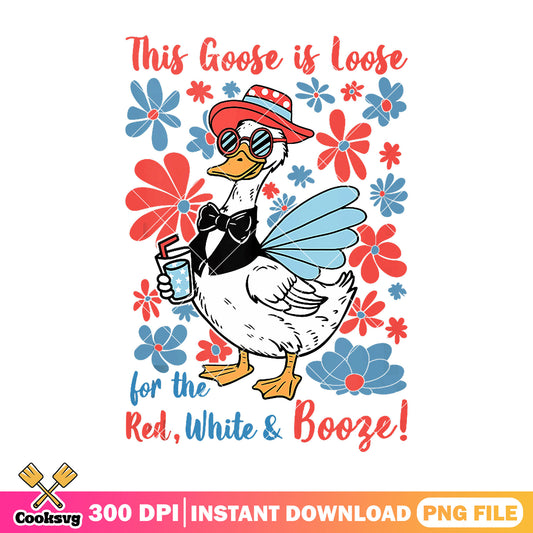 Goose red white booge png, red white america png, cute goose png
