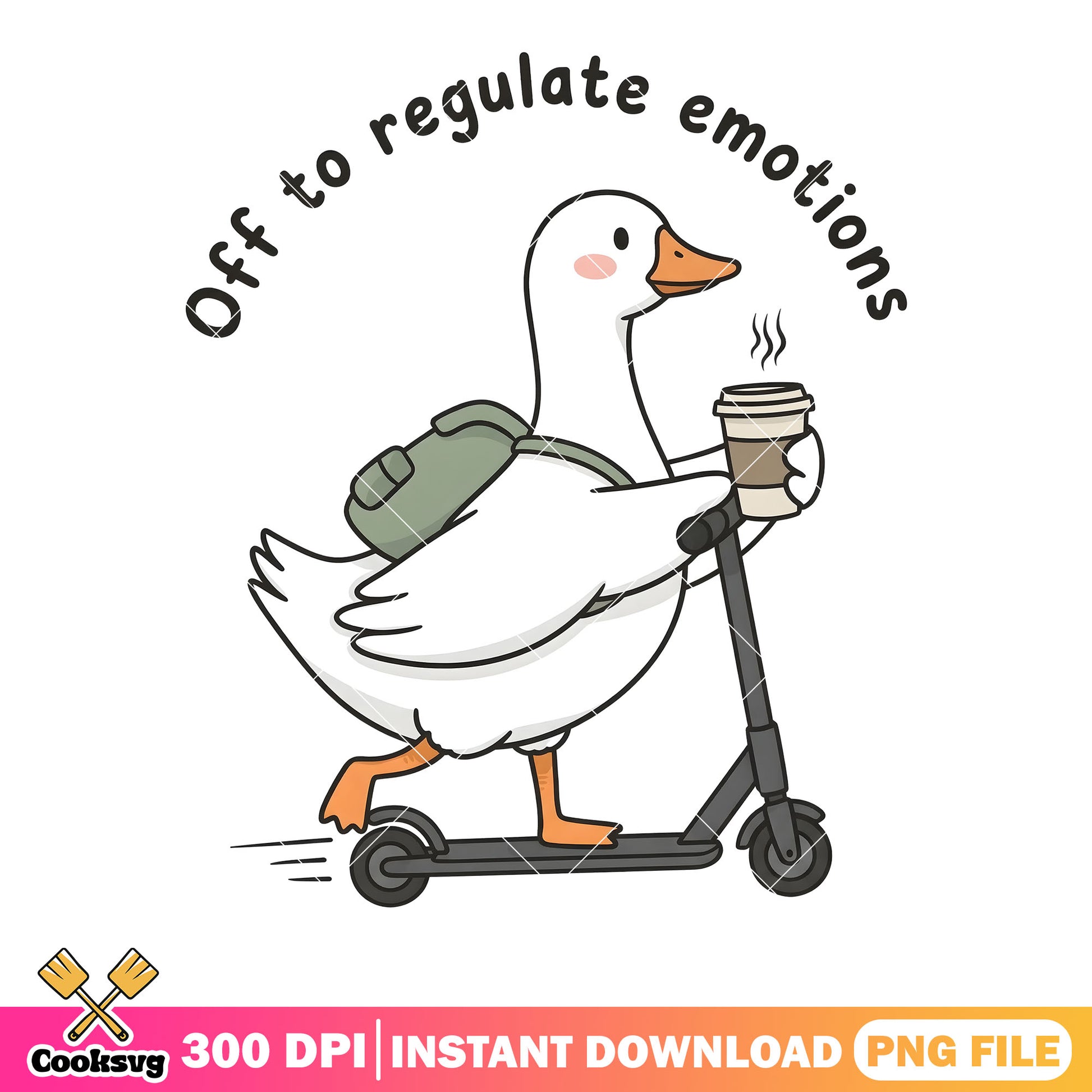 Goose with coffee png, gifts for kid png, cute goose png