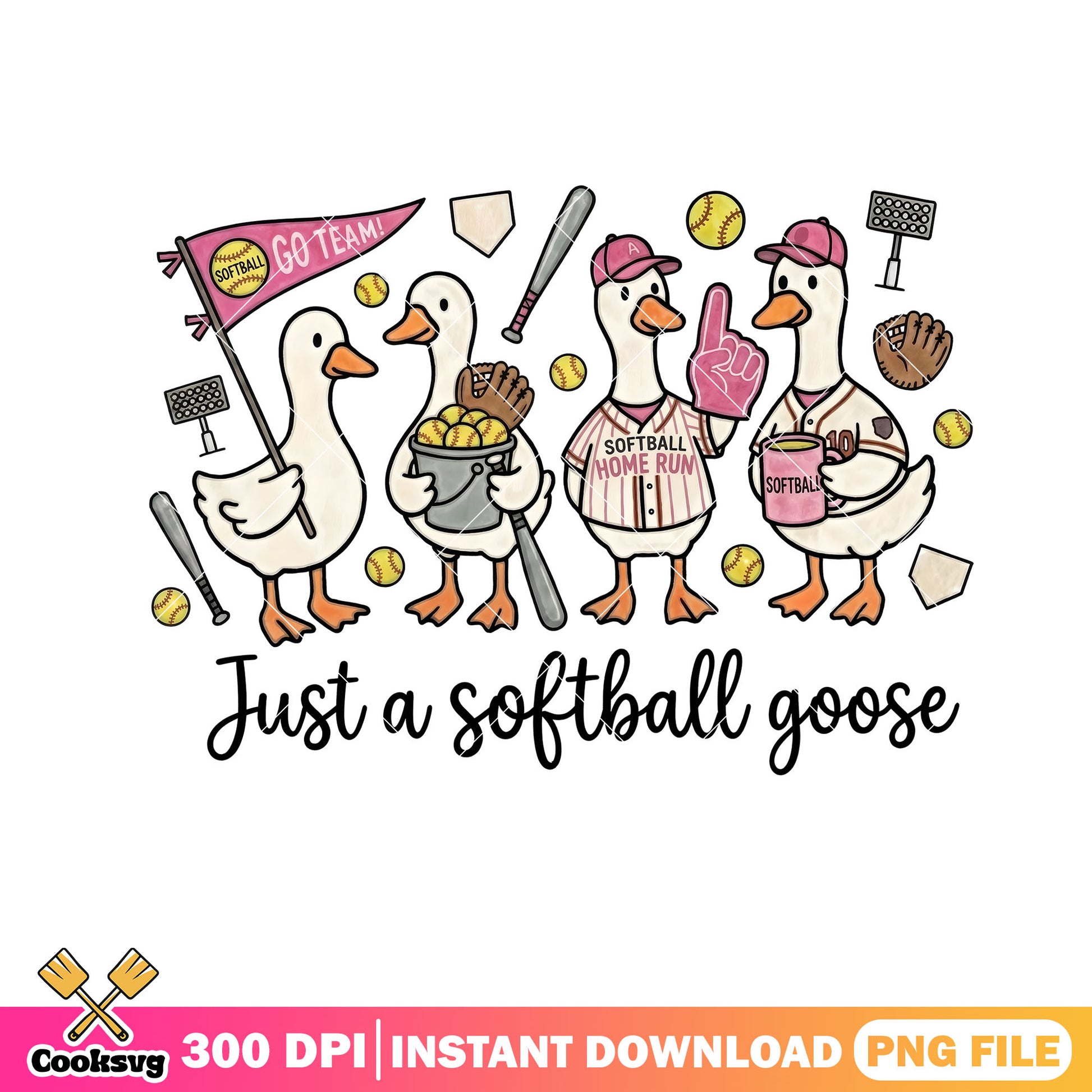 Goose with softball play png, cute goose png, softball png