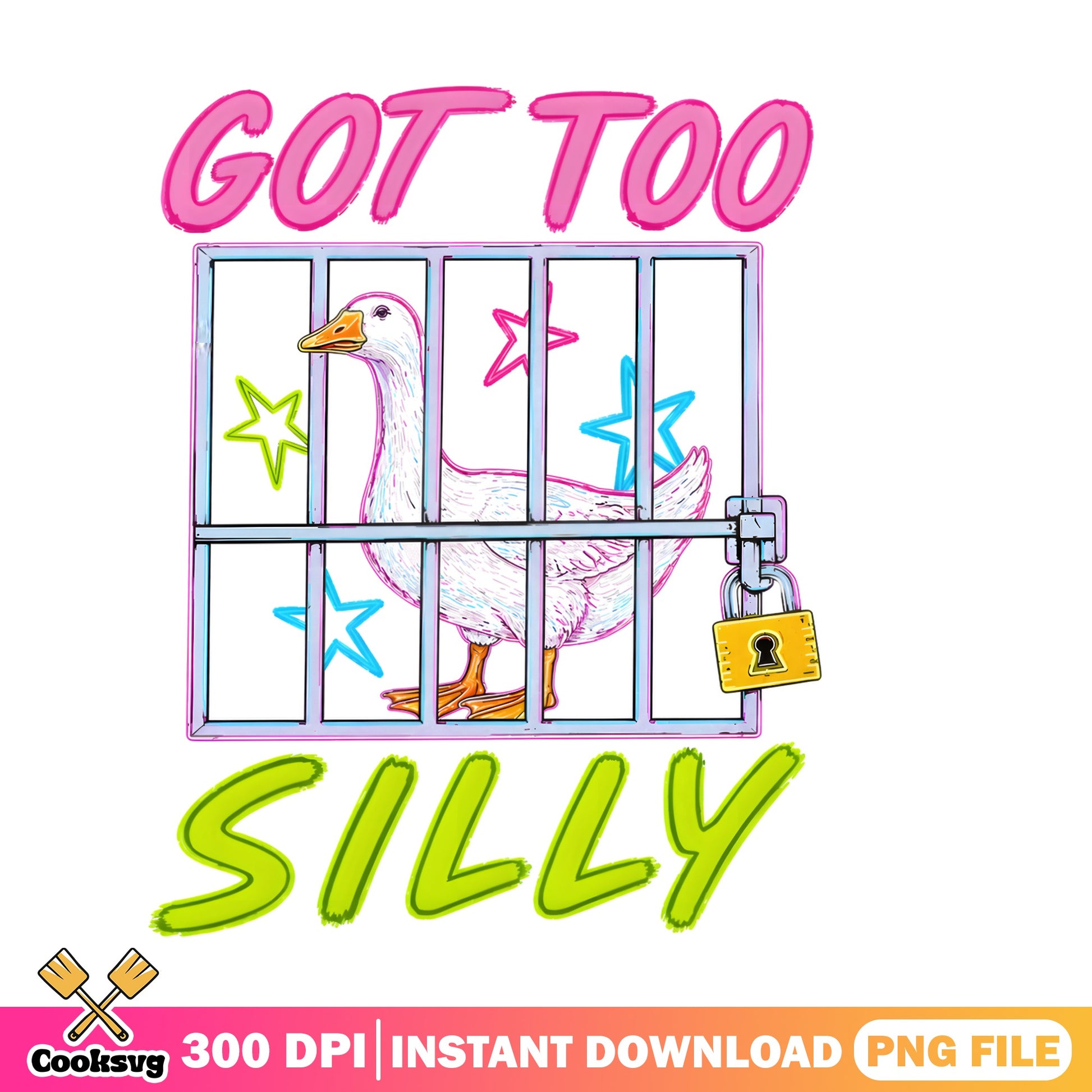 Got Too Silly Goose In Jail PNG, Funny Duck PNG, Meme PNG