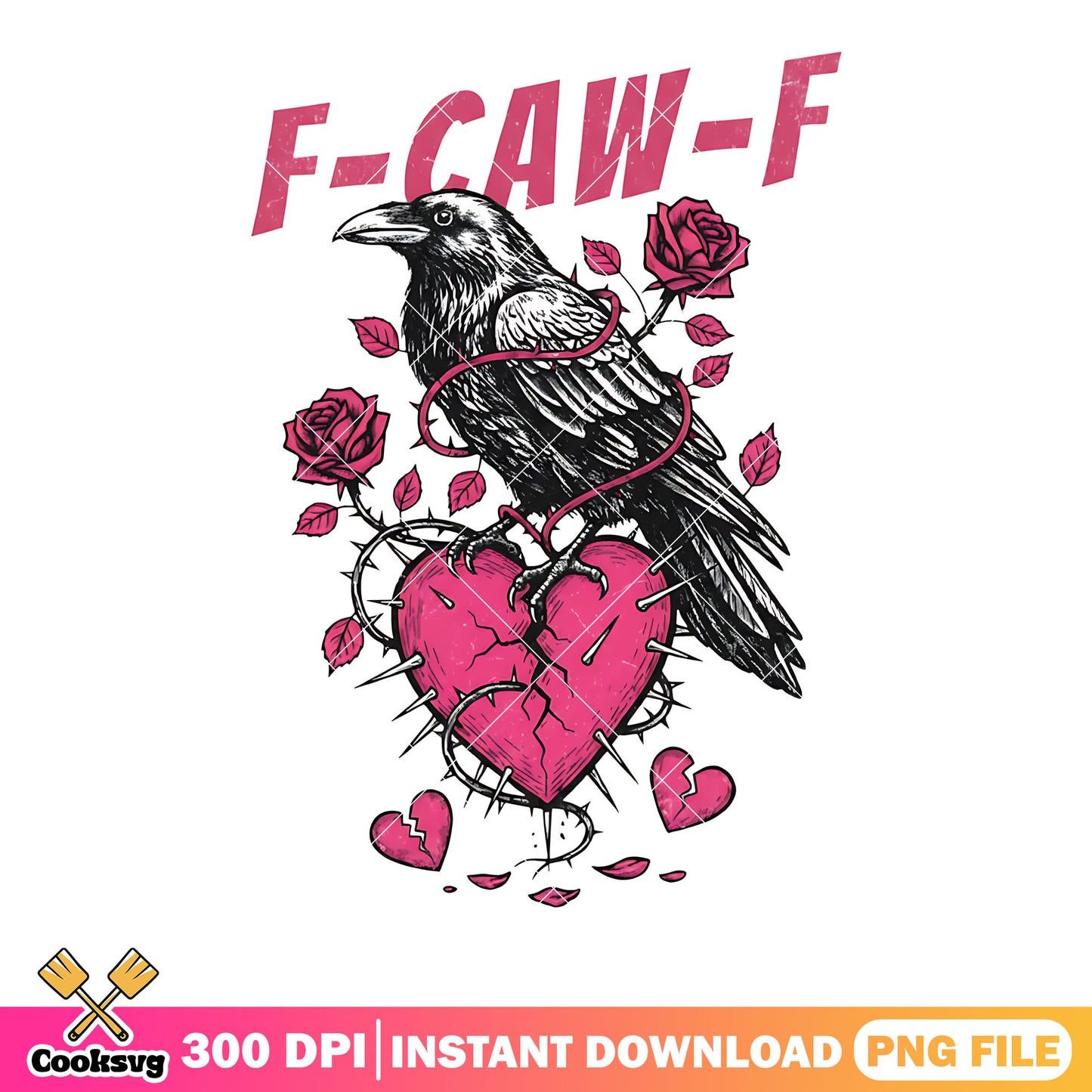 Gothic romance png, broken heart png, crow and roses png