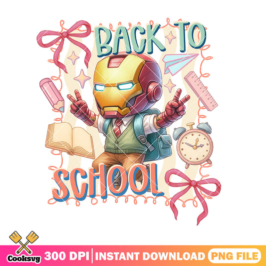 Go to school iron man png, marvel image png, go back to school png