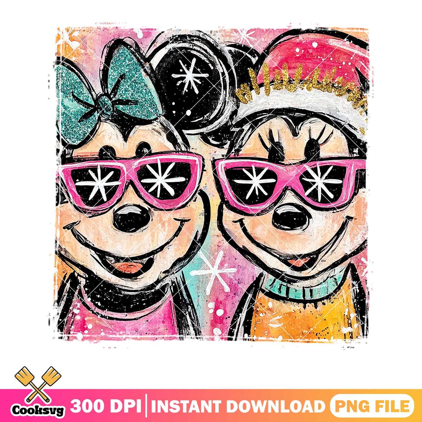 Graffiti christmas couple disney png, mickey and friends png, xmas png