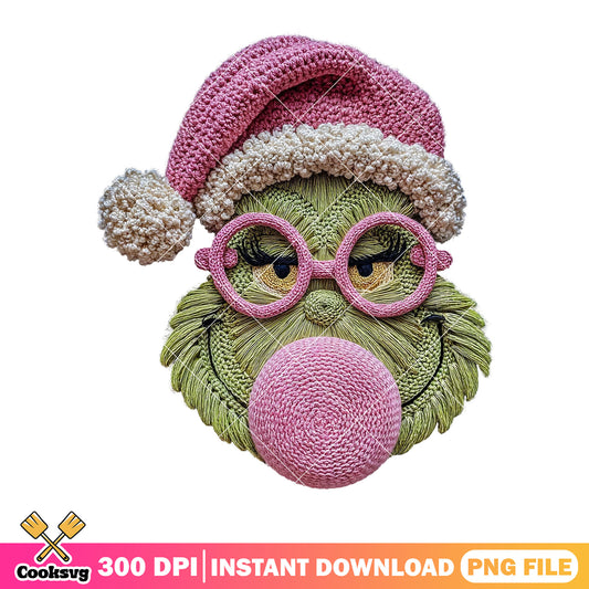 Grandma grinch knitting png, the grinch png, christmas png