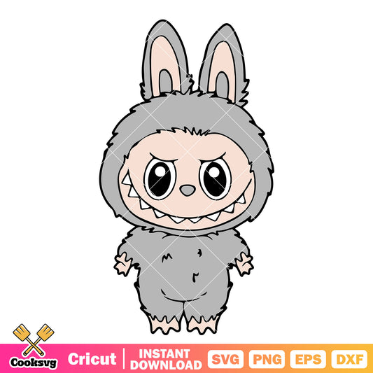 Gray labubu monster svg, gray labubu svg, labubu monster svg